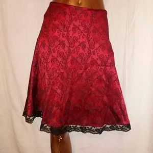My Michelle Red+Black Laced Knee Length Skirt